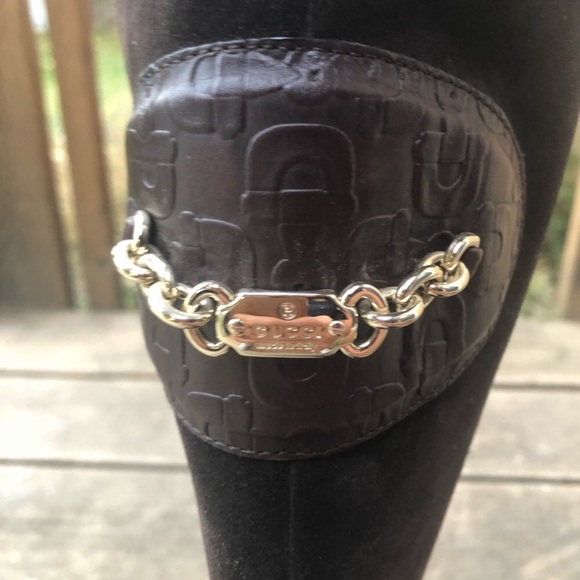 Gucci Authentic brown suede gold chain knee high - Picture 5 of 9